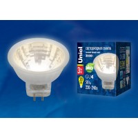 Лампа светодиодная Uniel (UL-00001702) GU4 3W 3000K полусфера прозрачная LED-MR11-3W/WW/GU4/220V GLZ21TR