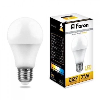 Лампа светодиодная Feron E27 7W 2700K Шар Матовая LB-91 25444 (Россия)