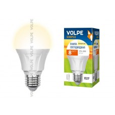 Лампа светодиодная Volpe (09438) E27 8W 3000K груша матовая LED-A60-8W/WW/E27/FR/S