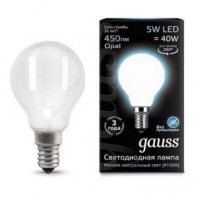 Лампа светодиодная Gauss филаментная E14 5W 4100К шар матовый 105201205