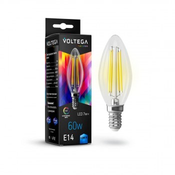 Лампа светодиодная Voltega E14 7W 4000K прозрачная VG10-C35E14cold7W-FHR 7153 (ГЕРМАНИЯ)