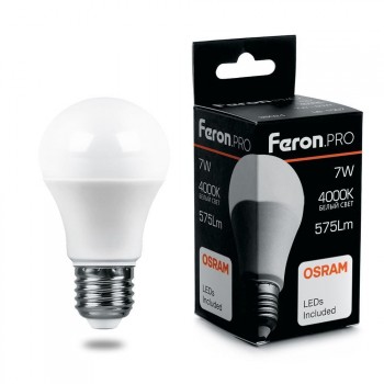 Лампа светодиодная Feron E27 7W 4000K Матовая LB-1007 38024 (РОССИЯ)