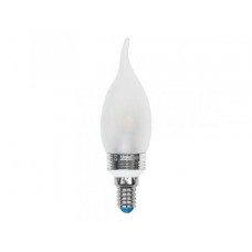 Лампа светодиодная Uniel (07896) E14 5W 3000K свеча на ветру матовая LED-CW37P-5W/WW/E14/FR