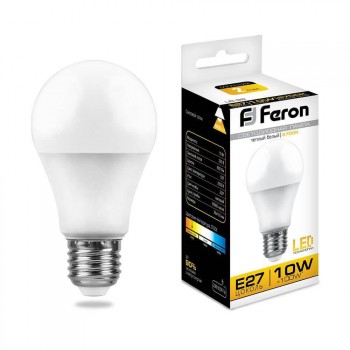 Лампа светодиодная Feron E27 10W 2700K Шар Матовая LB-92 25457 (Россия)