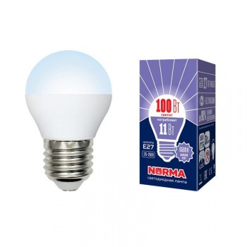 Лампа светодиодная (UL-00003833) E27 11W 6500K матовая LED-G45-11W/DW/E27/FR/NR (Китай)