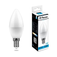 Лампа светодиодная Feron E14 7W 6400K Свеча Матовая LB-97 25477