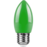Лампа светодиодная Feron E27 1W зеленый Свеча Матовая LB-376 25926