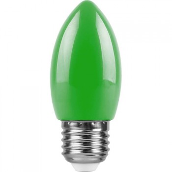 Лампа светодиодная Feron E27 1W зеленый Свеча Матовая LB-376 25926 (Россия)