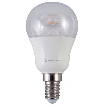 Лампа светодиодная E14 7,5W 2700K груша прозрачная LC-P45CL-7.5/E14/827 L208 (Россия)