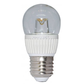 Лампа светодиодная E27 5W 2700K шар прозрачный LC-P45CL-5/E27/827 L143 (Россия)