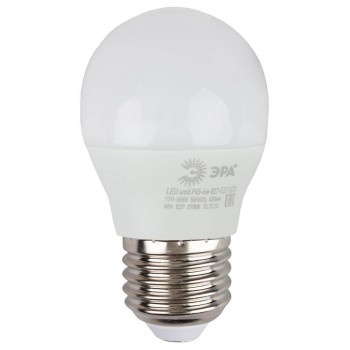 Лампа светодиодная ЭРА E27 6W 2700K матовая ECO LED P45-6W-827-E27 (Россия)