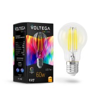 Лампа светодиодная Voltega E27 7W 2800K прозрачная VG10-A60E27warm7W-FHR 7154
