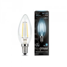 Лампа светодиодная Gauss E14 5W 4100K свеча прозрачная 103801205