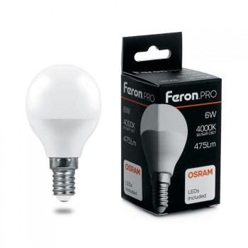 Лампа светодиодная Feron E14 6W 4000K Матовая LB-1406 38066 (РОССИЯ)