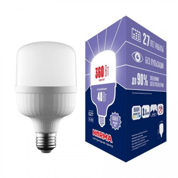 Лампа LED сверхмощная Volpe E27 40W 6500K матовая LED-M80-40W/6500K/E27/FR/NR UL-00006790 (КИТАЙ)