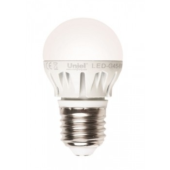 Лампа светодиодная (08139) E27 6W 4500K шар матовый LED-G45-6W/NW/E27/FR ALM01WH (Китай)