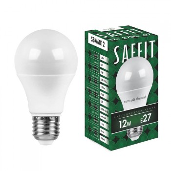 Лампа светодиодная Saffit E27 12W 2700K Шар Матовая SBA6012 55007 (Китай)