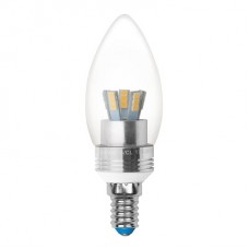 Лампа светодиодная Uniel (07890) E14 5W 3000K свеча прозрачная LED-C37P-5W/WW/E14/CL ALC02SL
