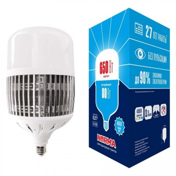 Лампа LED сверхмощная Volpe E27 80W 4000K матовая LED-M80-80W/4000K/E27/FR/NR UL-00006795 (КИТАЙ)