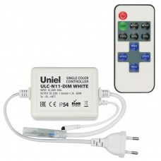 Контроллер для светодиодных одноцветных лент 220В с пультом ДУ (UL-00002277) Uniel ULC-N11-Dim White