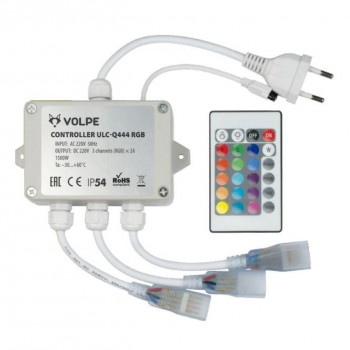 Контроллер для светодиодных RGB лент 220В с пультом ДУ (UL-00002275) Volpe ULC-Q444 RGB White (Китай)