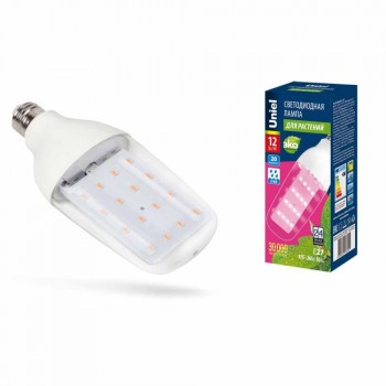 Лампа светодиодная для растений Uniel E27 12W прозрачная LED-B82-12W/SPBR/E27/CL PLP33WH UL-00007647 (КИТАЙ)