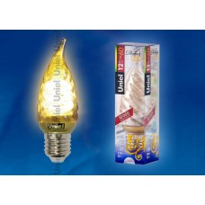 Лампа энергосберегающая Uniel (03864) E27 12W Gold свеча на ветру витая золотая ESL-C21-TW12/GOLD/E27