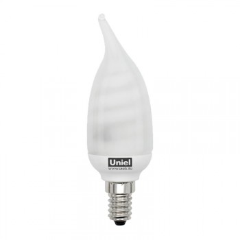 Лампа энергосберегающая Uniel (00704) E14 11W 2700K свеча на ветру матовая ESL-C11-W11/2700/E14 (Китай)