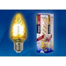 Лампа энергосберегающая Uniel (03862) E27 12W Gold свеча витая золотая ESL-C21-T12/GOLD/E27